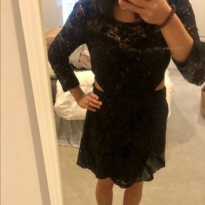 Black lace dress with side cut outs